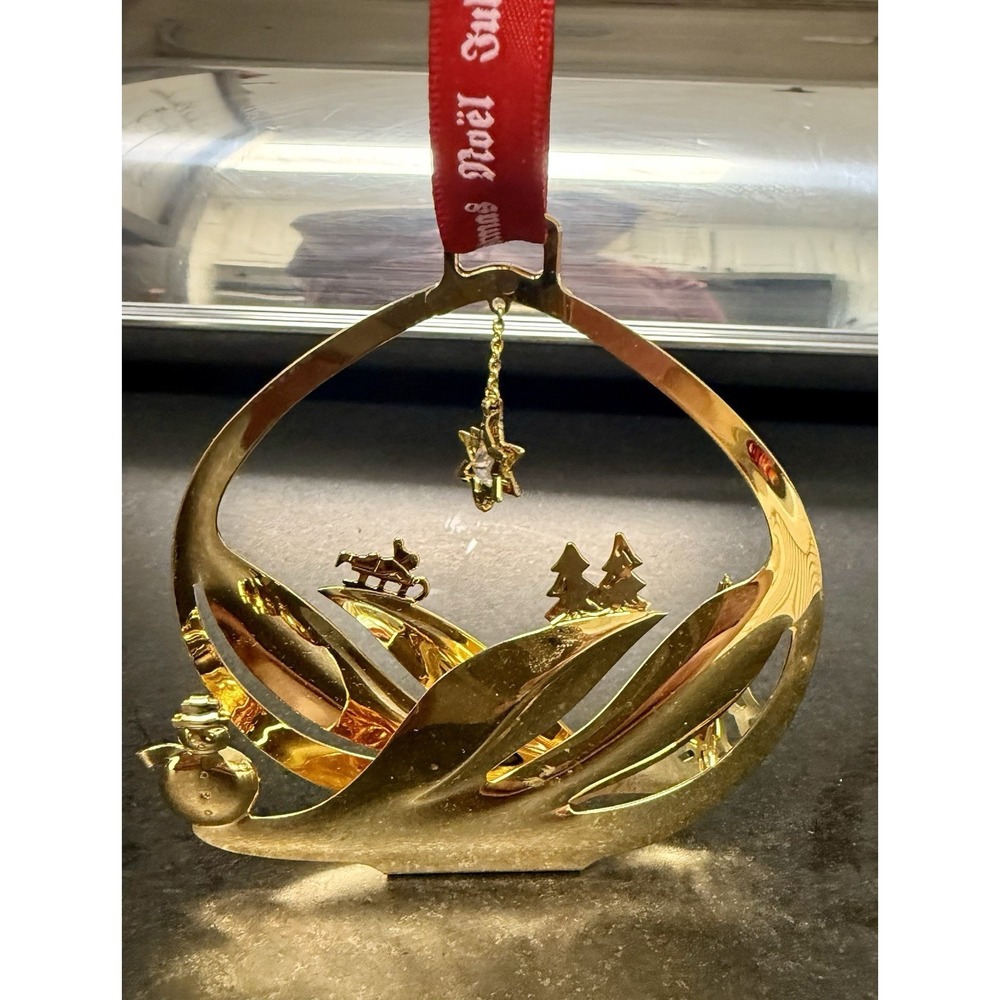 Georg Jensen 2004 24K Gold Plated Snowscape Golden Christmas Ornament VTG
